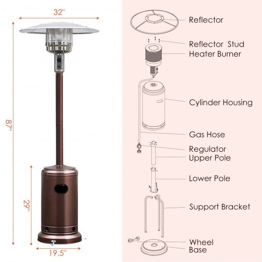 Garden Propane Standing LP Gas Steel Accessories Heater-Silver W2B