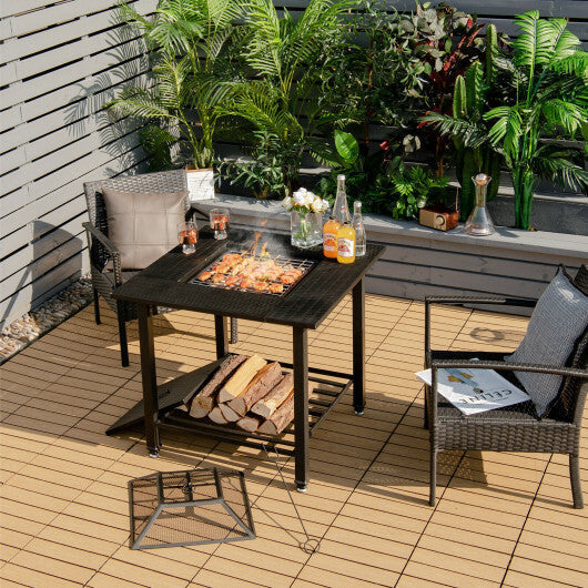 31 Inch Outdoor Fire Pit Dining Table with Cooking BBQ Grate W2B
