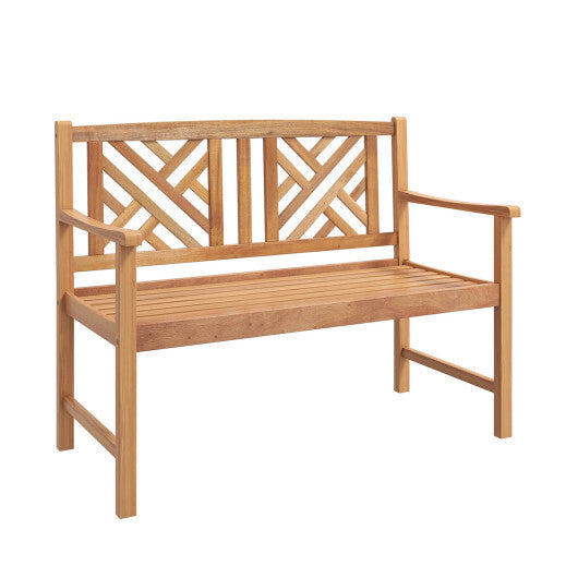 2-Person Wooden Outdoor Bench with Cozy Armrest and Backrest W2B