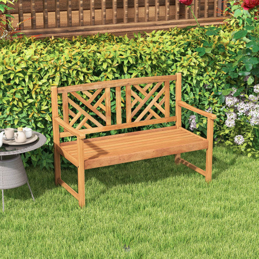 2-Person Wooden Outdoor Bench with Cozy Armrest and Backrest W2B