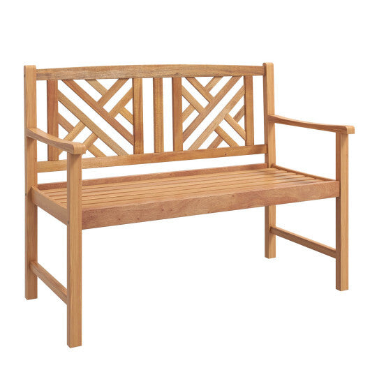 2-Person Wooden Outdoor Bench with Cozy Armrest and Backrest W2B