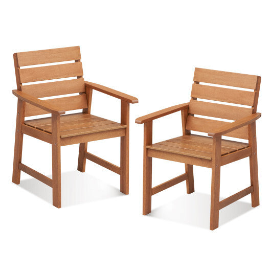 2 Piece Patio Hardwood Chair with Slatted Seat and Inclined Backrest W2B