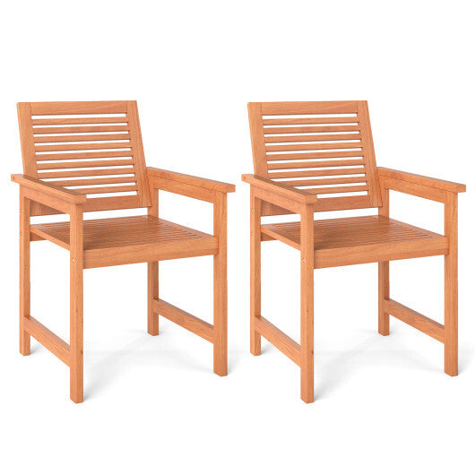Patio Chairs Set of 2 with Inclined Backrests and Slatted Seats