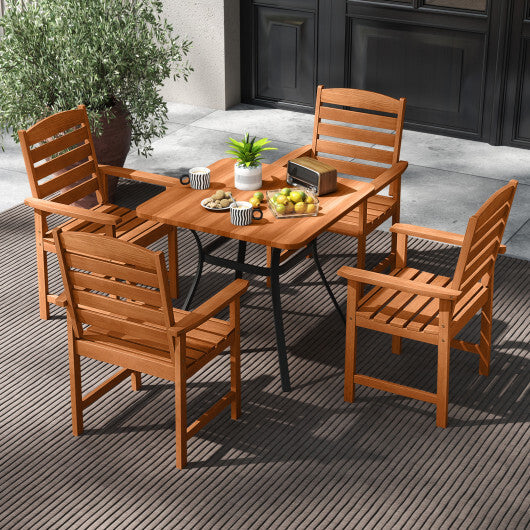 Outdoor Wooden Dining Chairs with Inclined Backrests and Slatted Seats W2B