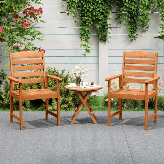 Outdoor Wooden Dining Chairs with Inclined Backrests and Slatted Seats W2B