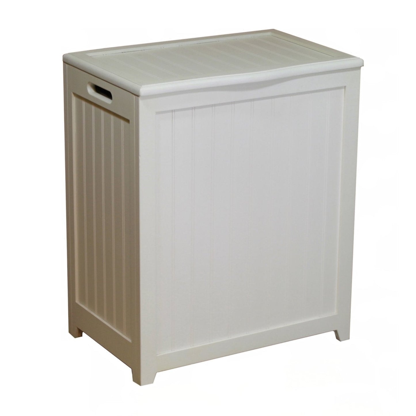 White Solid Wood Rectangular Laundry Hamper FastFurnishings