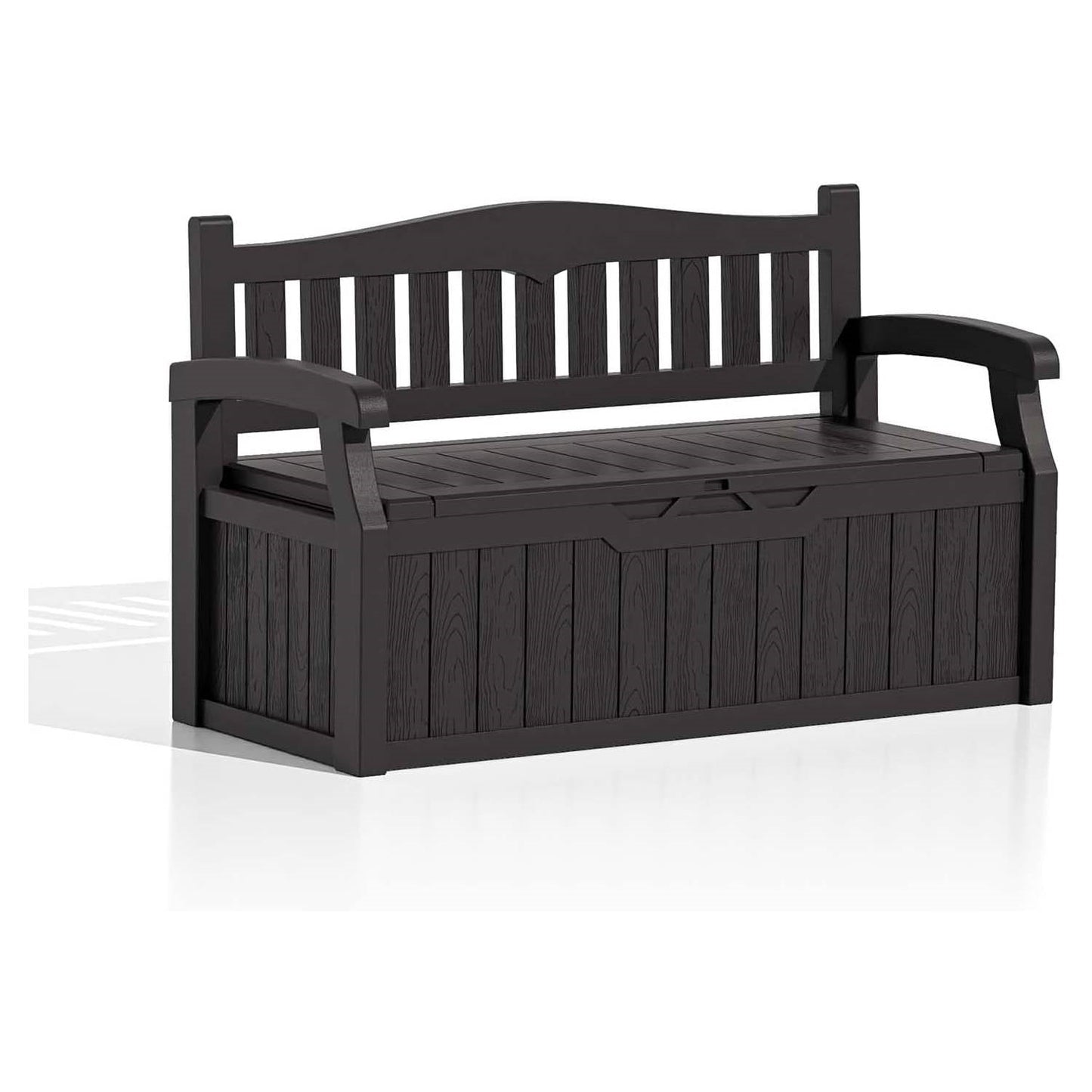 Heavy Duty Black Plastic Outdoor Storage Garden Bench Patio Deck Box FastFurnishings