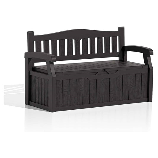 Heavy Duty Black Plastic Outdoor Storage Garden Bench Patio Deck Box FastFurnishings