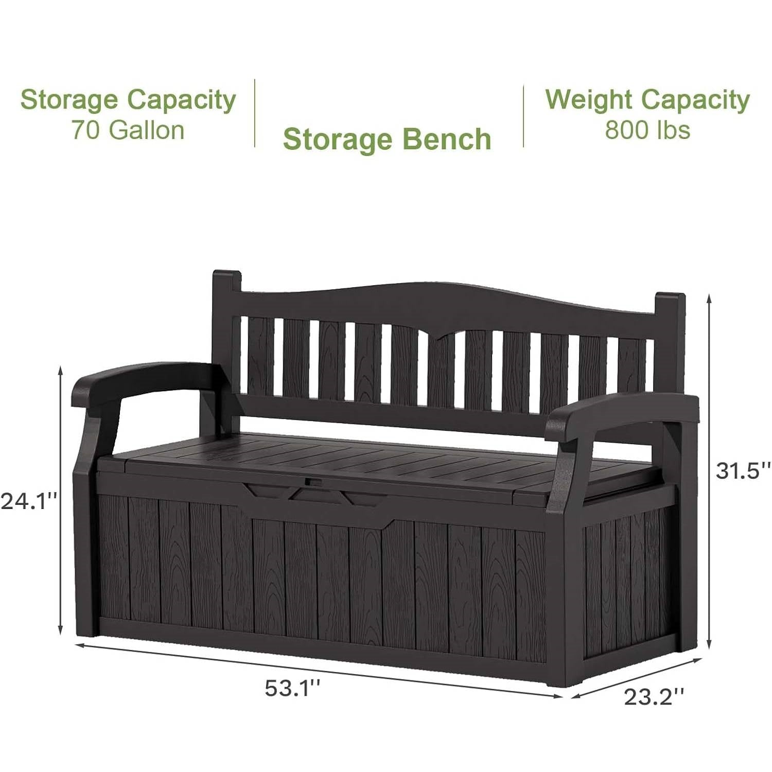 Heavy Duty Black Plastic Outdoor Storage Garden Bench Patio Deck Box FastFurnishings