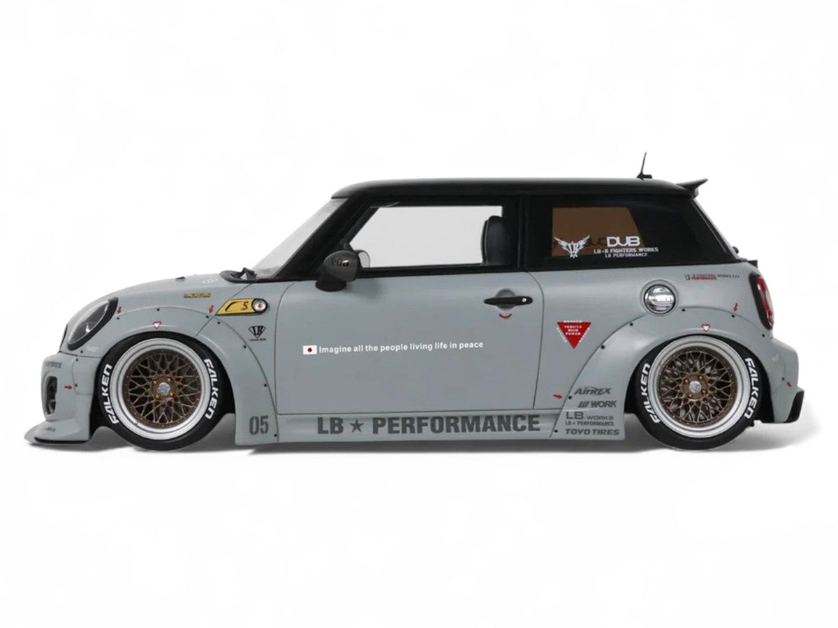 2015 Mini Cooper R56 LB-Works "LB Nation" Gray with Black Top Limited Edition to 999 pieces Worldwide 1/18 Model Car by Otto Mobile Otto Mobile