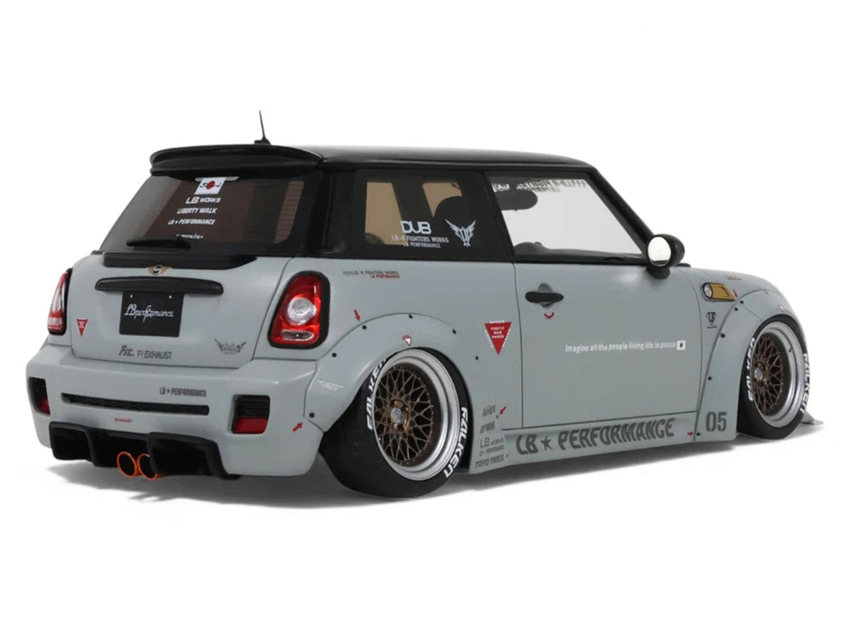 2015 Mini Cooper R56 LB-Works "LB Nation" Gray with Black Top Limited Edition to 999 pieces Worldwide 1/18 Model Car by Otto Mobile Otto Mobile