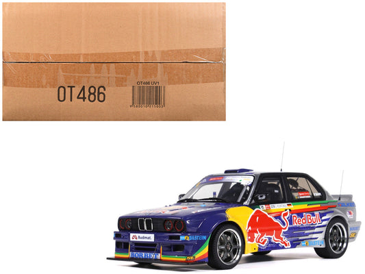 2023 BMW E30 V8 Drift "Red Bull Driftbrothers" Blue and Silver with Graphics Limited Edition to 3000 pieces Worldwide 1/18 Model Car by Otto Mobile Otto Mobile