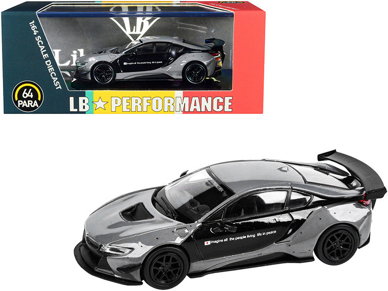 BMW i8 Liberty Walk Gray and Black "LB Performance" Series 1/64 Diecast Model Car by Paragon Paragon