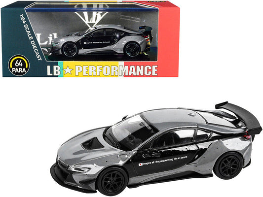BMW i8 Liberty Walk Gray and Black "LB Performance" Series 1/64 Diecast Model Car by Paragon Paragon
