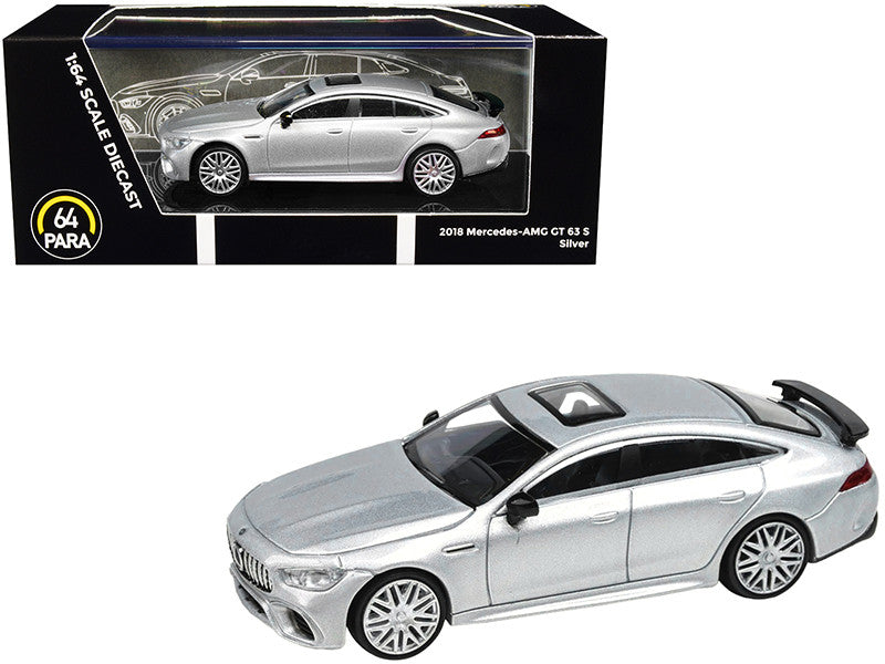 2018 Mercedes-AMG GT 63 S with Sunroof Silver Metallic 1/64 Diecast Model Car by Paragon Models Paragon