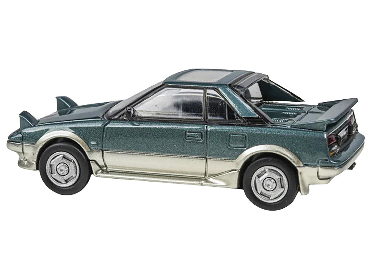 1985 Toyota MR2 MK1 Green Metallic and Gold with Sunroof 1/64 Diecast Model Car by Paragon Models Paragon
