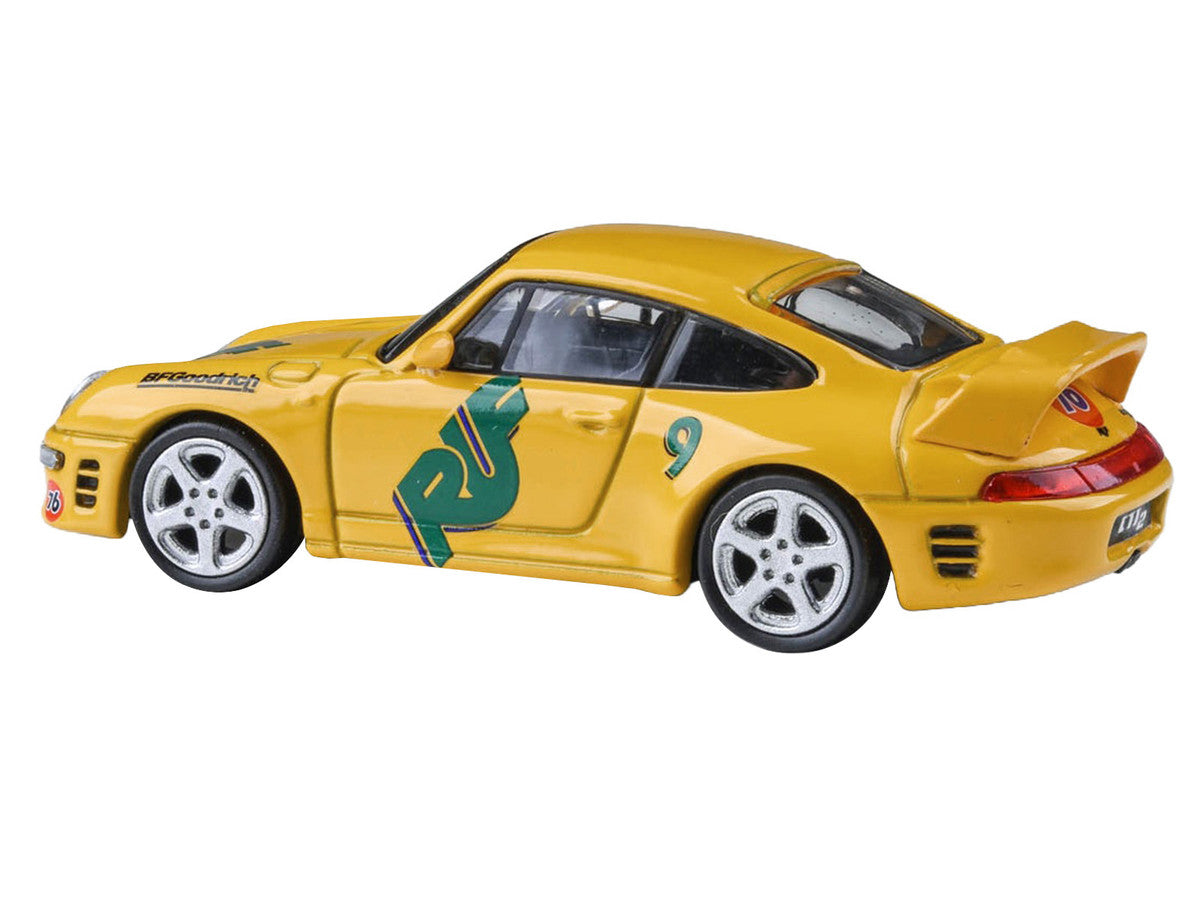 RUF CTR2 #9 "Pikes Peak" Yellow with Graphics 1/64 Diecast Model Car by Paragon Models Paragon