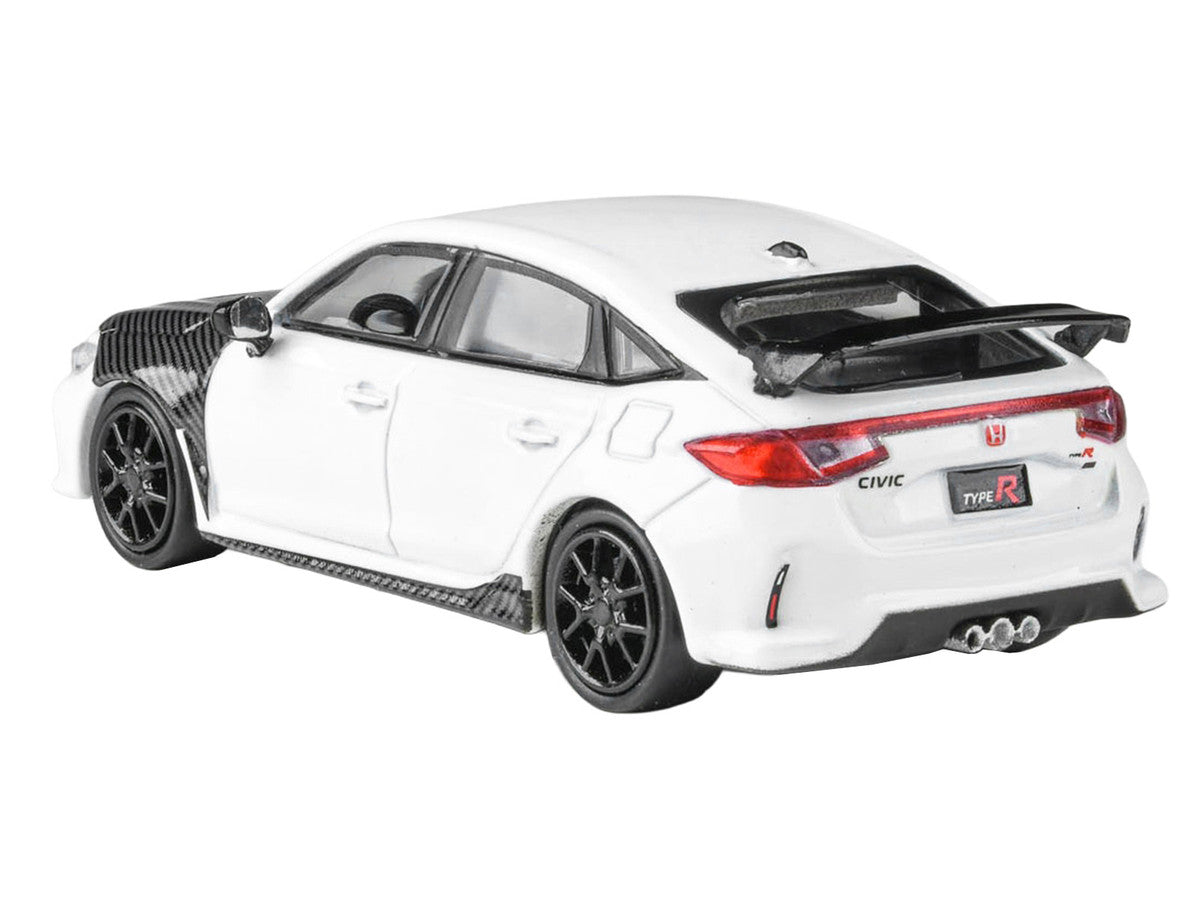 2025 Honda Civic Type R FL5 White with Carbon Hood and Accents 1/64 Diecast Model Car by Paragon Models Paragon