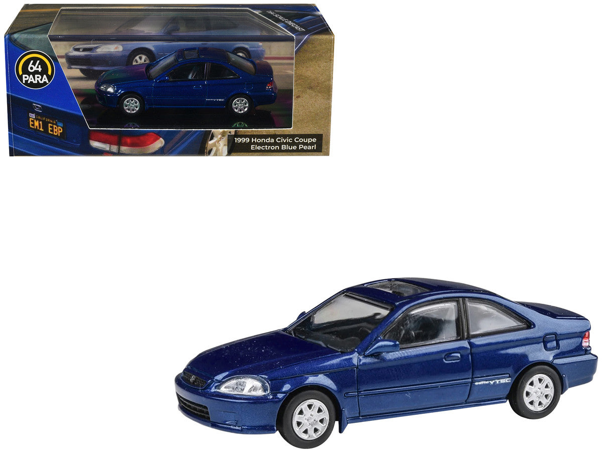 1999 Honda Civic Coupe Electron Blue Pearl Metallic with Sunroof 1/64 Diecast Model Car by Paragon Models Paragon