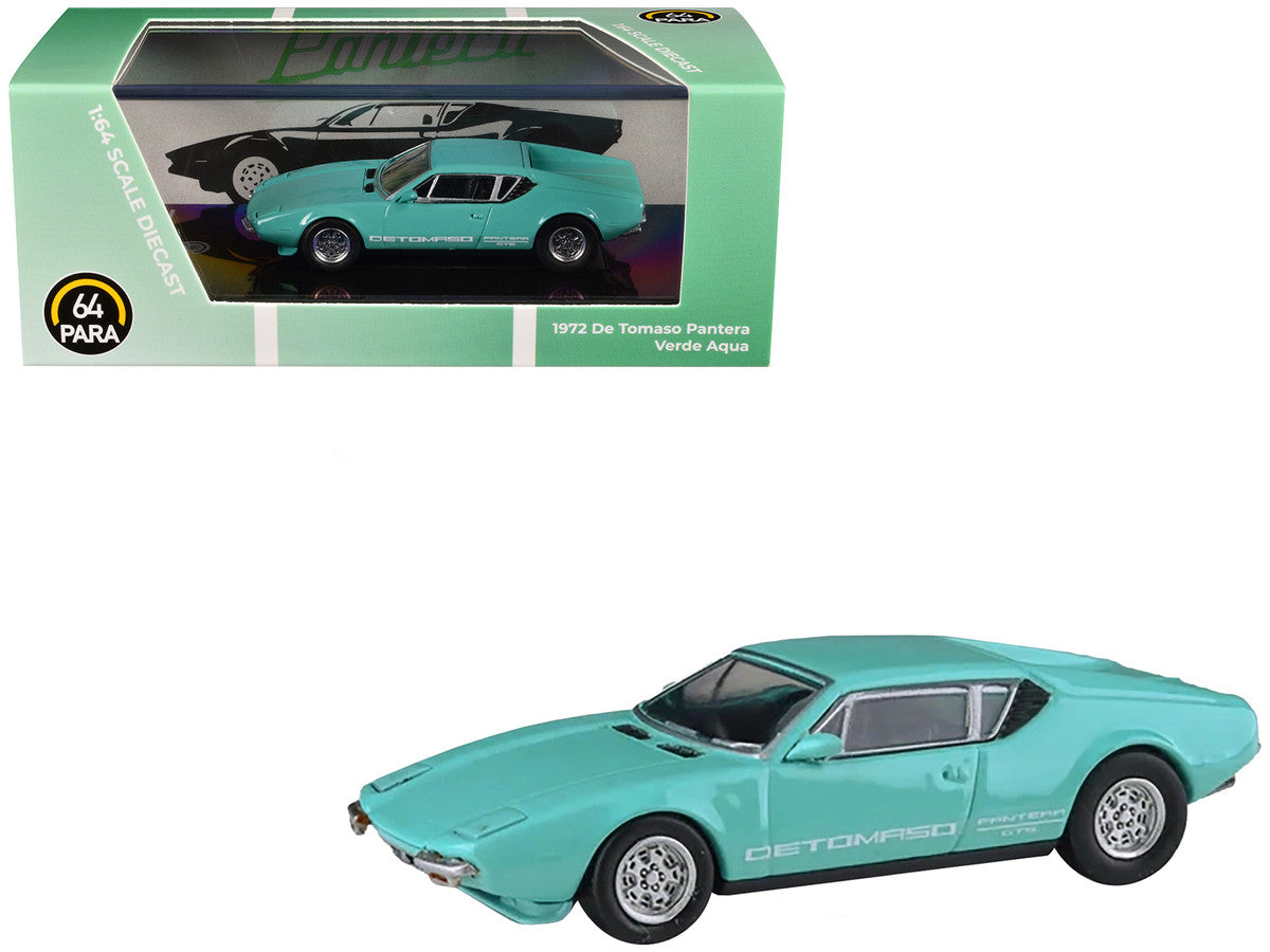 1972 De Tomaso Pantera Verde Aqua 1/64 Diecast Model Car by Paragon Models Paragon