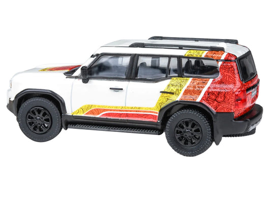 2024 Toyota Land Cruiser 250 Prado White with "TRD" Stripes 1/64 Diecast Model Car by Paragon Models-1