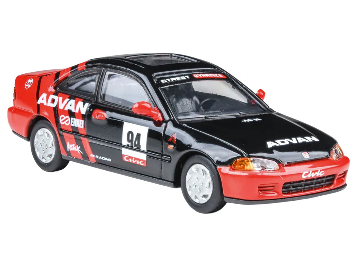 1995 Honda Civic Coupe EJ1 #94 "Autocross - ADVAN" Black and Red 1/64 Diecast Model Car by Paragon Models-2