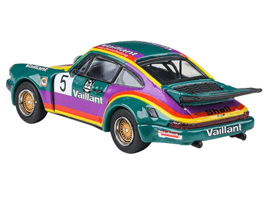 1975 Porsche 911 Carrera RSR 3.0 #5 "Kremer Racing - Vaillant" Green with Stripes 1/64 Diecast Model Car by Paragon Models Paragon