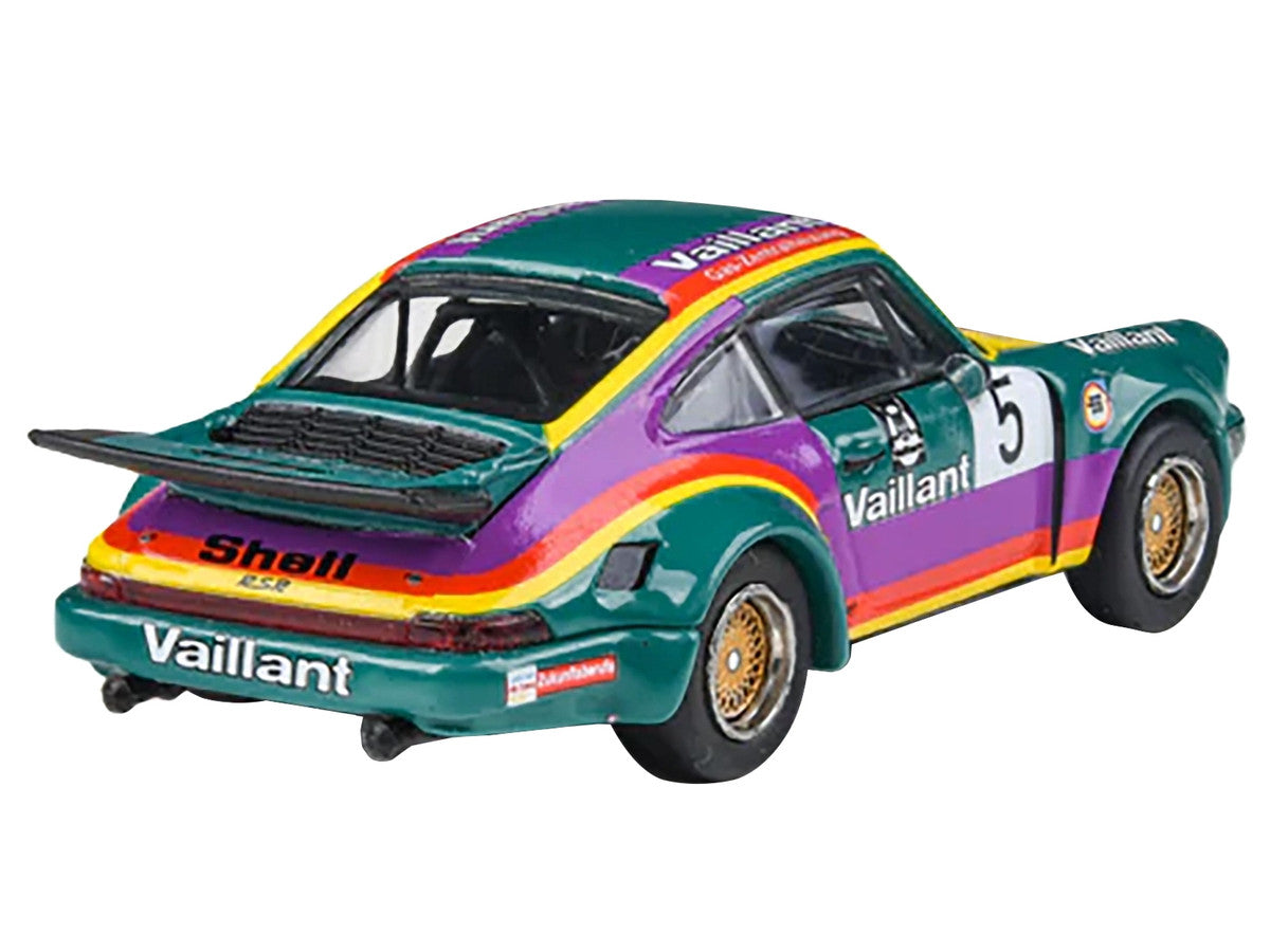 1975 Porsche 911 Carrera RSR 3.0 #5 "Kremer Racing - Vaillant" Green with Stripes 1/64 Diecast Model Car by Paragon Models Paragon