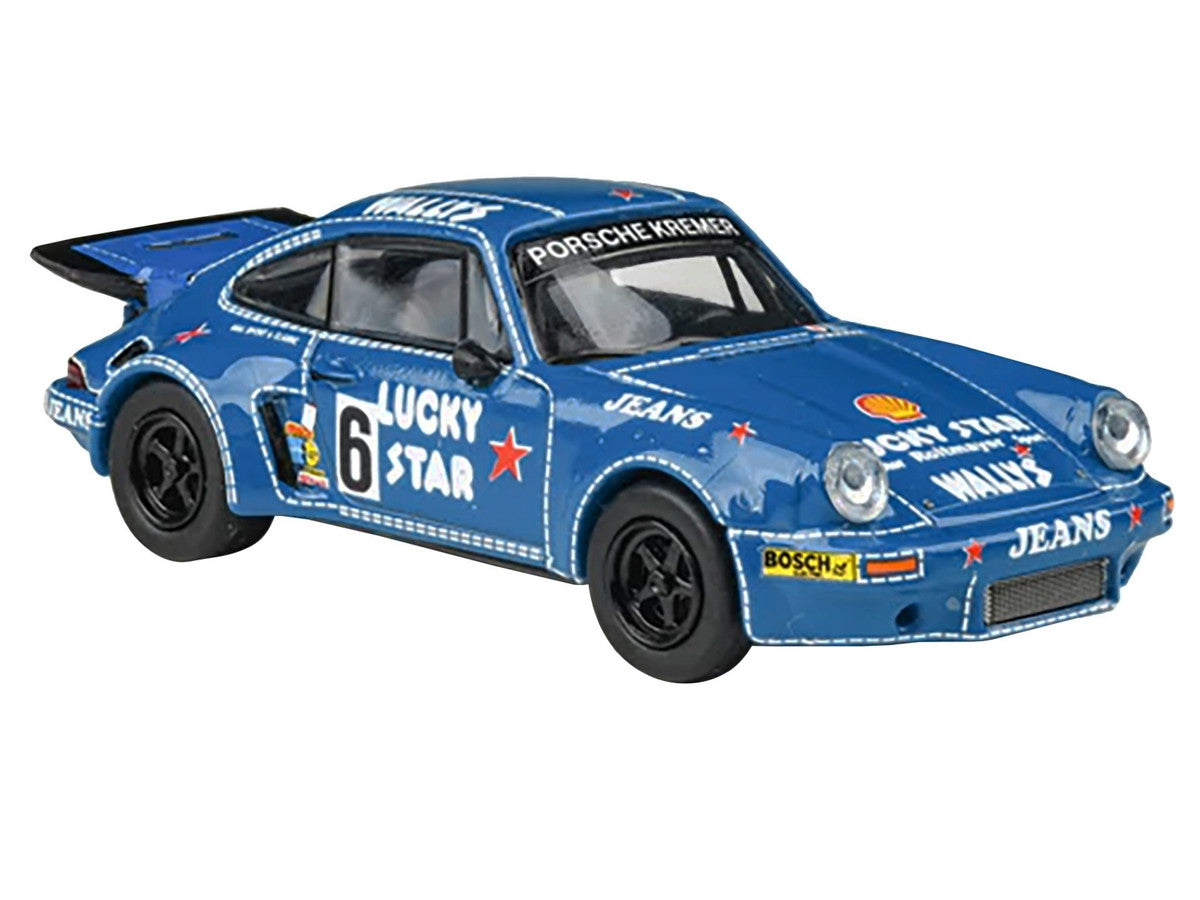 1975 Porsche 911 Carrera RSR 3.0 #6 "Kremer Racing - Wallys Jeans" Blue 1/64 Diecast Model Car by Paragon Models Paragon