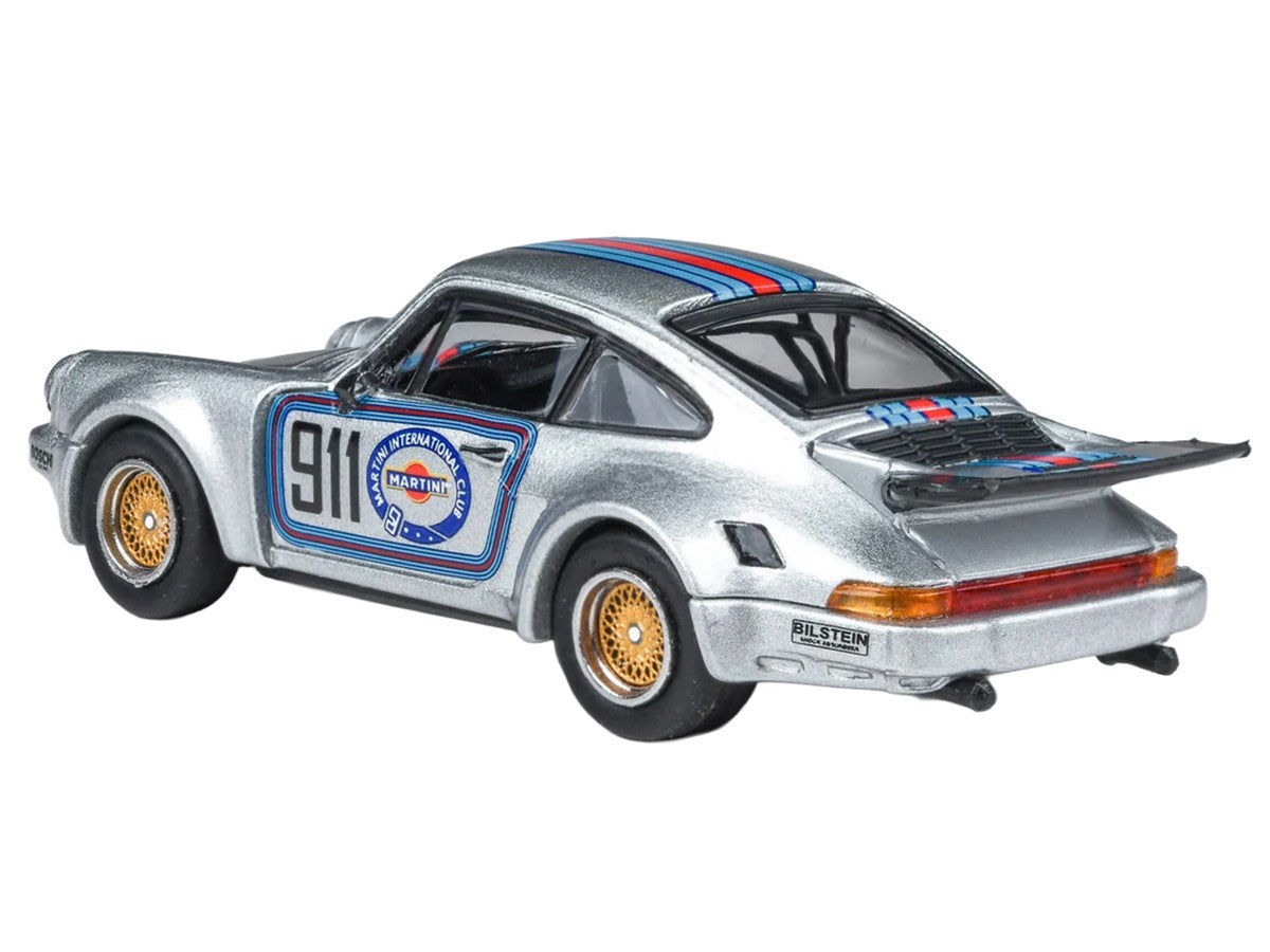 Porsche 911 Carrera RSR 3.0 "Martini Racing" Silver Metallic with Stripes 1/64 Diecast Model Car by Paragon Models Paragon