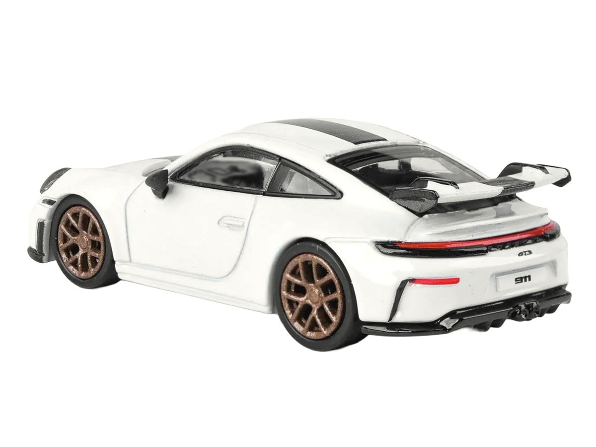 2025 Porsche 911 GT3 (992.2) Grand Prix White with Carbon Stripe 1/64 Diecast Model Car by Paragon Paragon