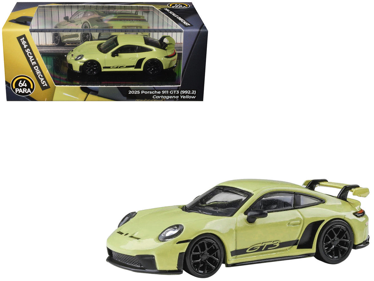 2025 Porsche 911 GT3 (992.2) Cartagena Yellow with Black Stripes 1/64 Diecast Model Car by Paragon Models Paragon