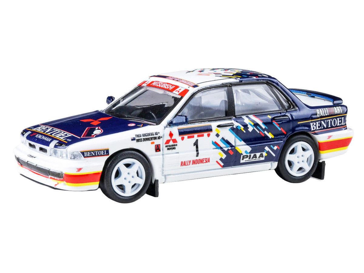 Mitsubishi Galant VR-4 RHD (Right Hand Drive) #1 Ross Dunkerton - Fred Gocentas "Rally Indonesia" (1993) 1/64 Diecast Model Car by Paragon Models Paragon