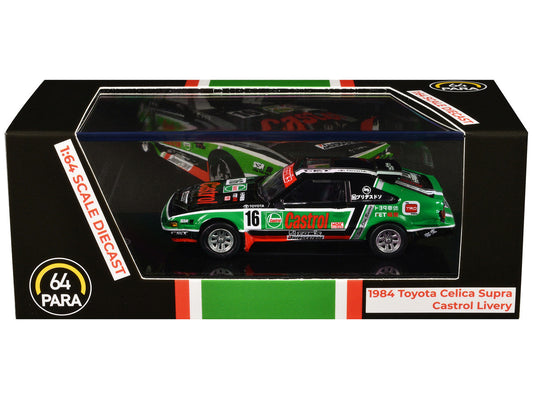 1984 Toyota Celica Supra #16 "Castrol Livery" Black and Green with Graphics 1/64 Diecast Model Car by Paragon Models Paragon