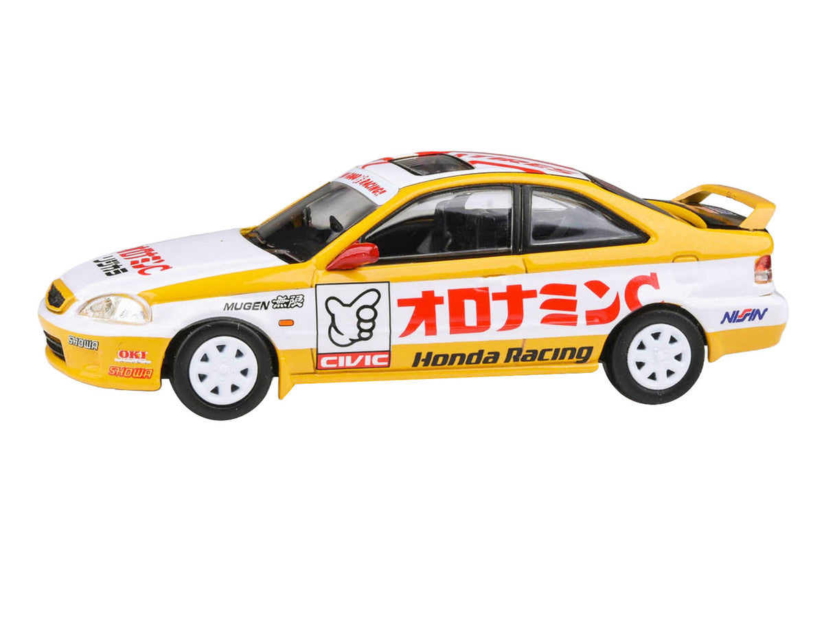 1999 Honda Civic EM1 RHD (Right Hand Drive) "Oyatsu Racing" White and Yellow with Graphics 1/64 Diecast Model Car by Paragon Models Paragon