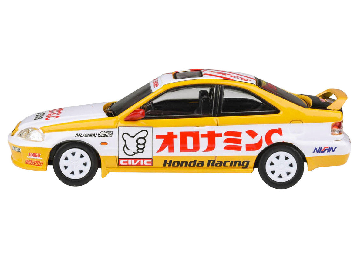 1999 Honda Civic EM1 RHD (Right Hand Drive) "Oyatsu Racing" White and Yellow with Graphics 1/64 Diecast Model Car by Paragon Models Paragon