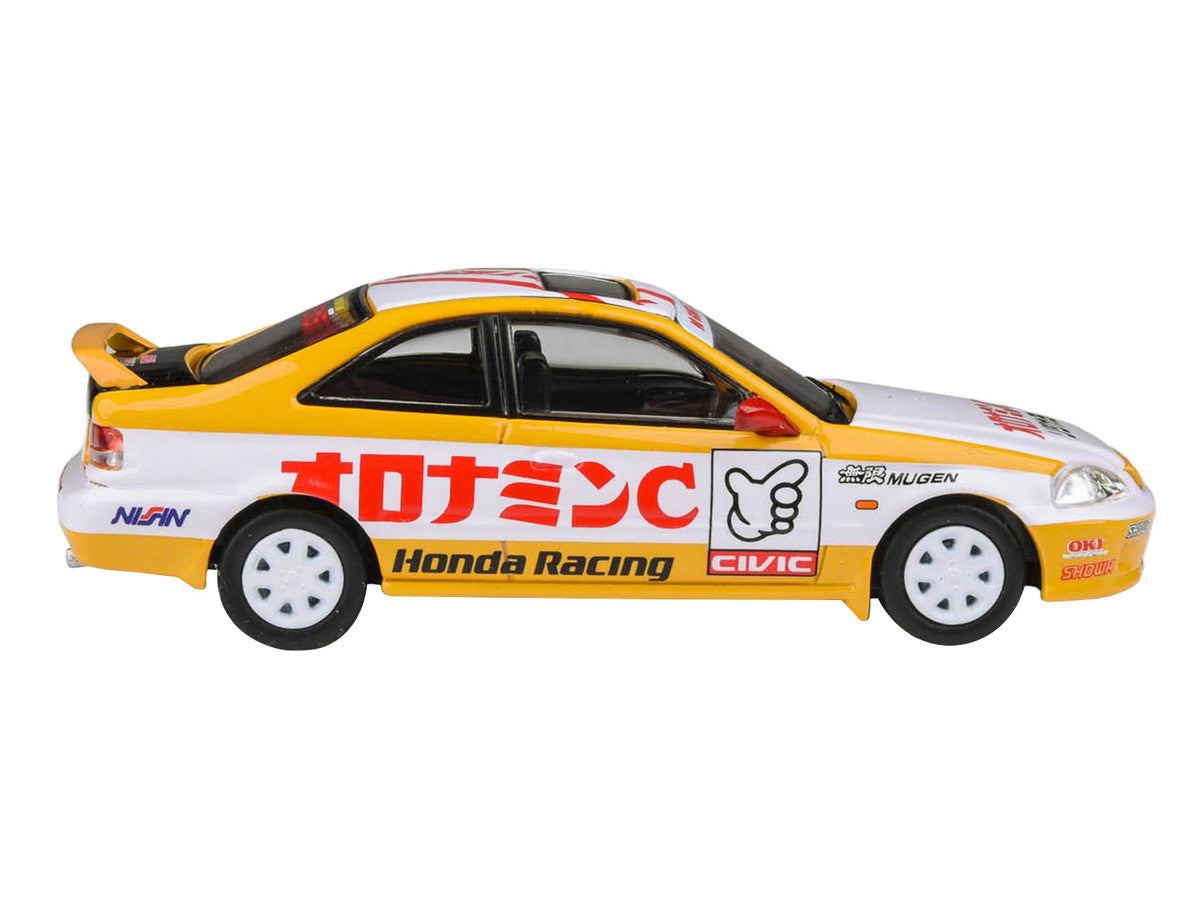 1999 Honda Civic EM1 RHD (Right Hand Drive) "Oyatsu Racing" White and Yellow with Graphics 1/64 Diecast Model Car by Paragon Models Paragon