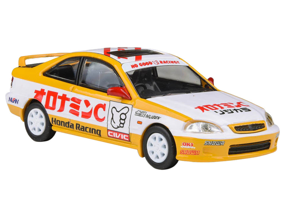 1999 Honda Civic EM1 RHD (Right Hand Drive) "Oyatsu Racing" White and Yellow with Graphics 1/64 Diecast Model Car by Paragon Models Paragon