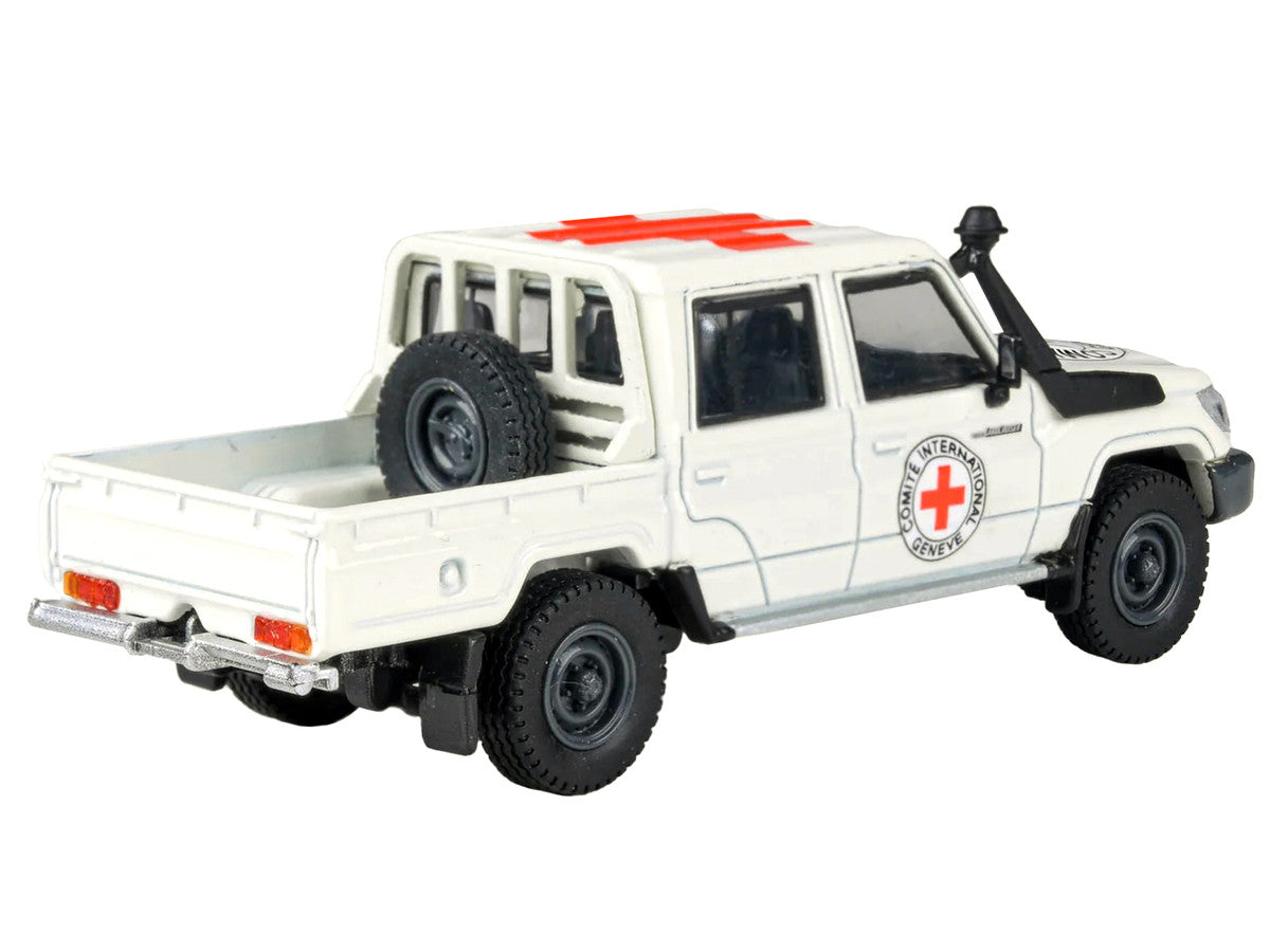 2014 Toyota Land Cruiser LC 79 Pickup Truck White "International Red Cross" 1/64 Diecast Model Car by Paragon Models-0