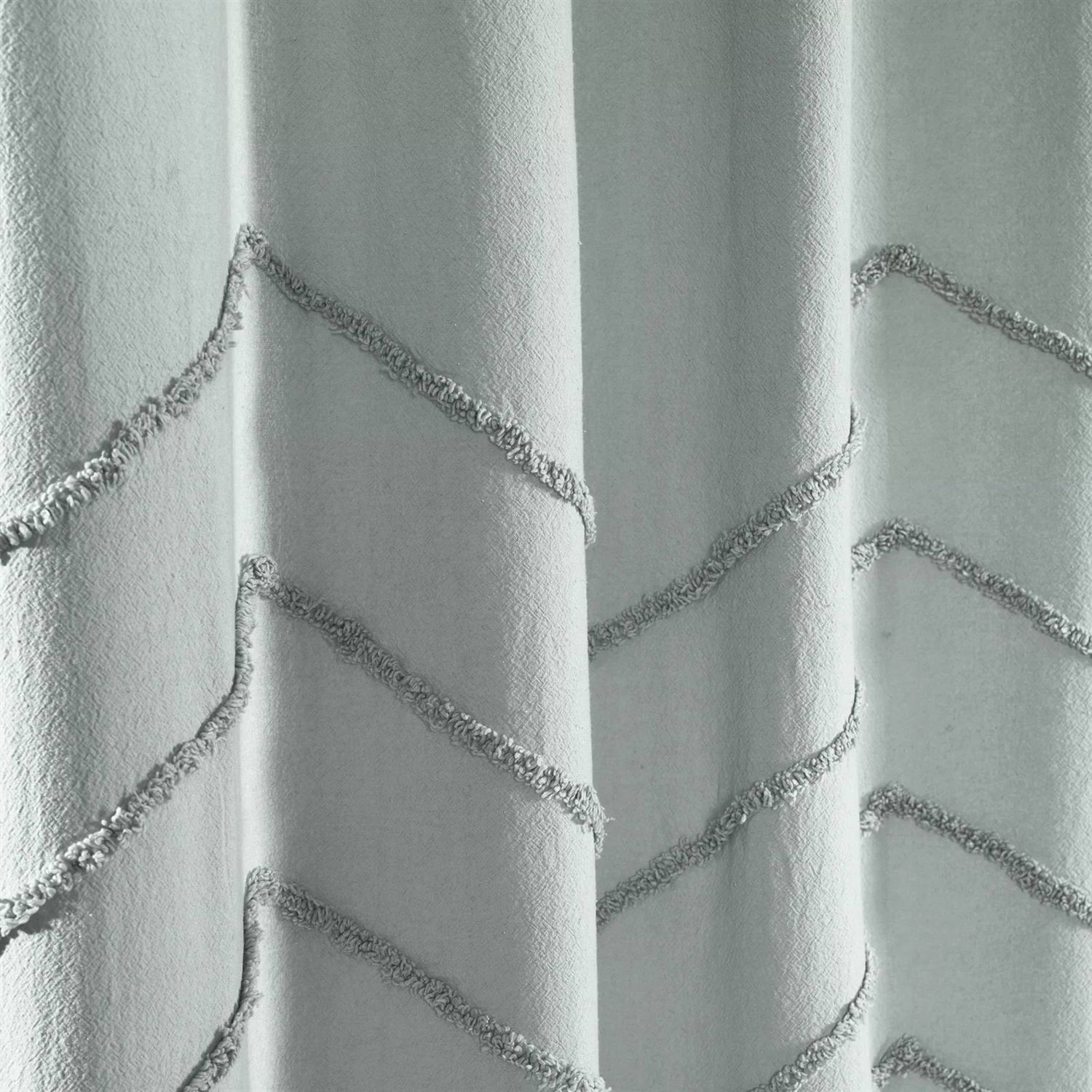 72-inch Pastel Blue Chenille Cotton Shower Curtain with Chevron Pattern FastFurnishings
