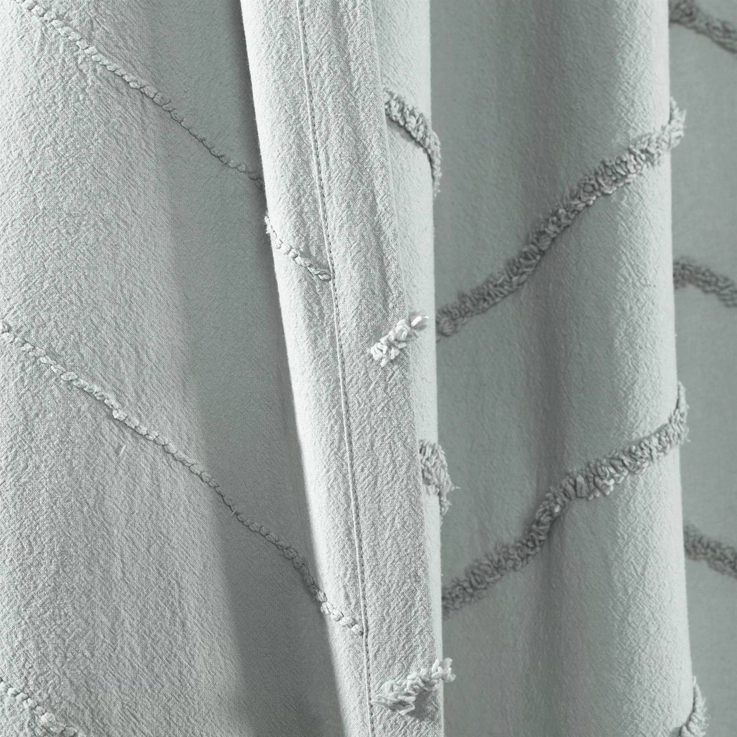 72-inch Pastel Blue Chenille Cotton Shower Curtain with Chevron Pattern FastFurnishings