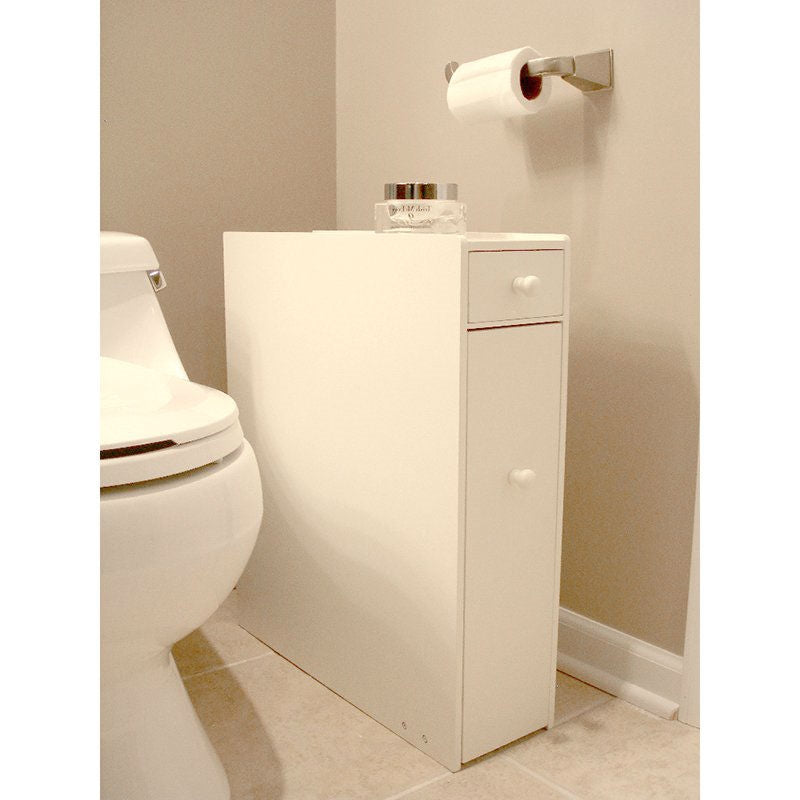 Space Saving Bathroom Floor Cabinet in White Wood Finish FastFurnishings