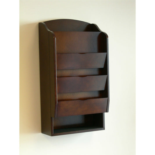 Door / Wall Mount Organizer Letter Holder Mail Sorter in Dark Walnut FastFurnishings