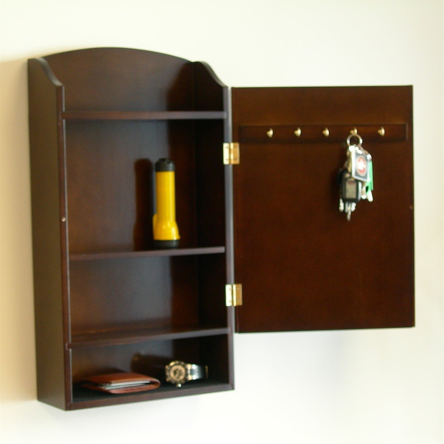 Door / Wall Mount Organizer Letter Holder Mail Sorter in Dark Walnut FastFurnishings