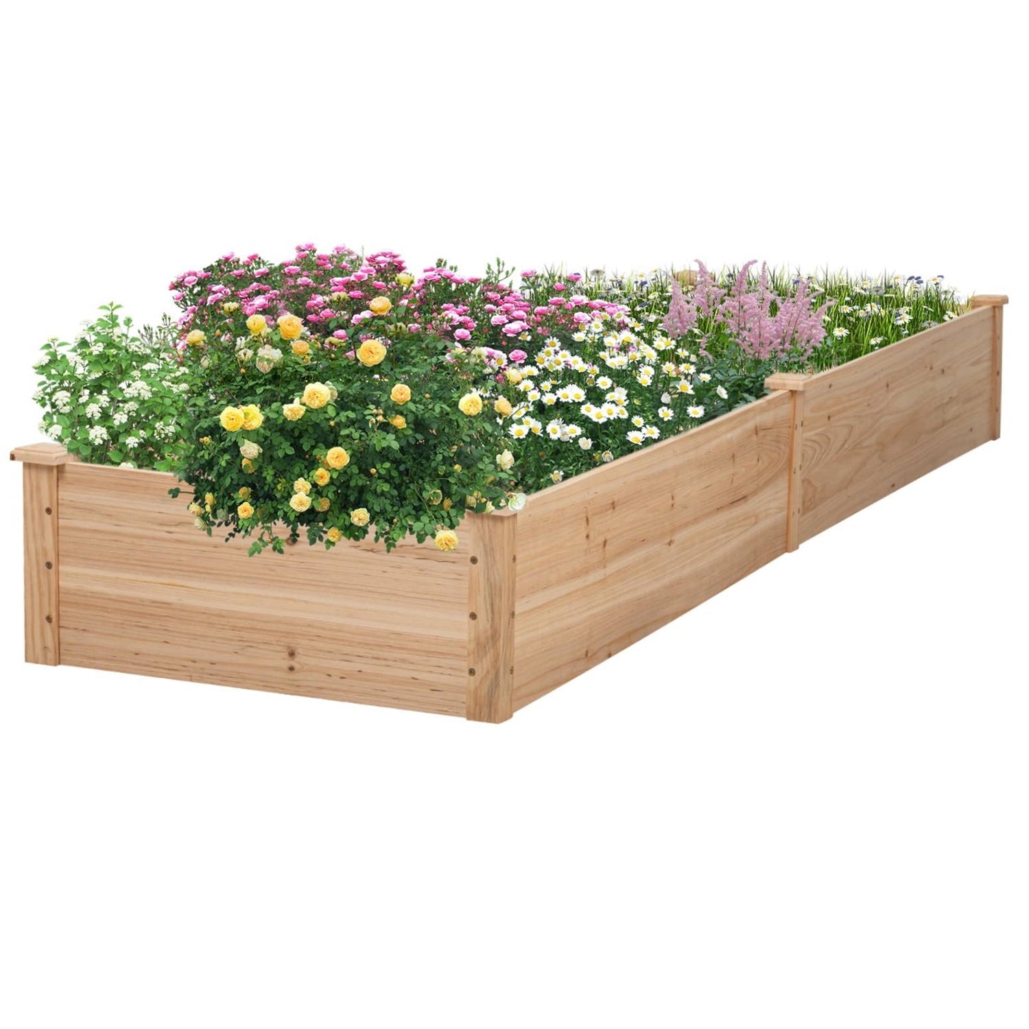Outdoor Solid Wood Raised Garden Bed Planter 92 x 22 x 9 inches High-0