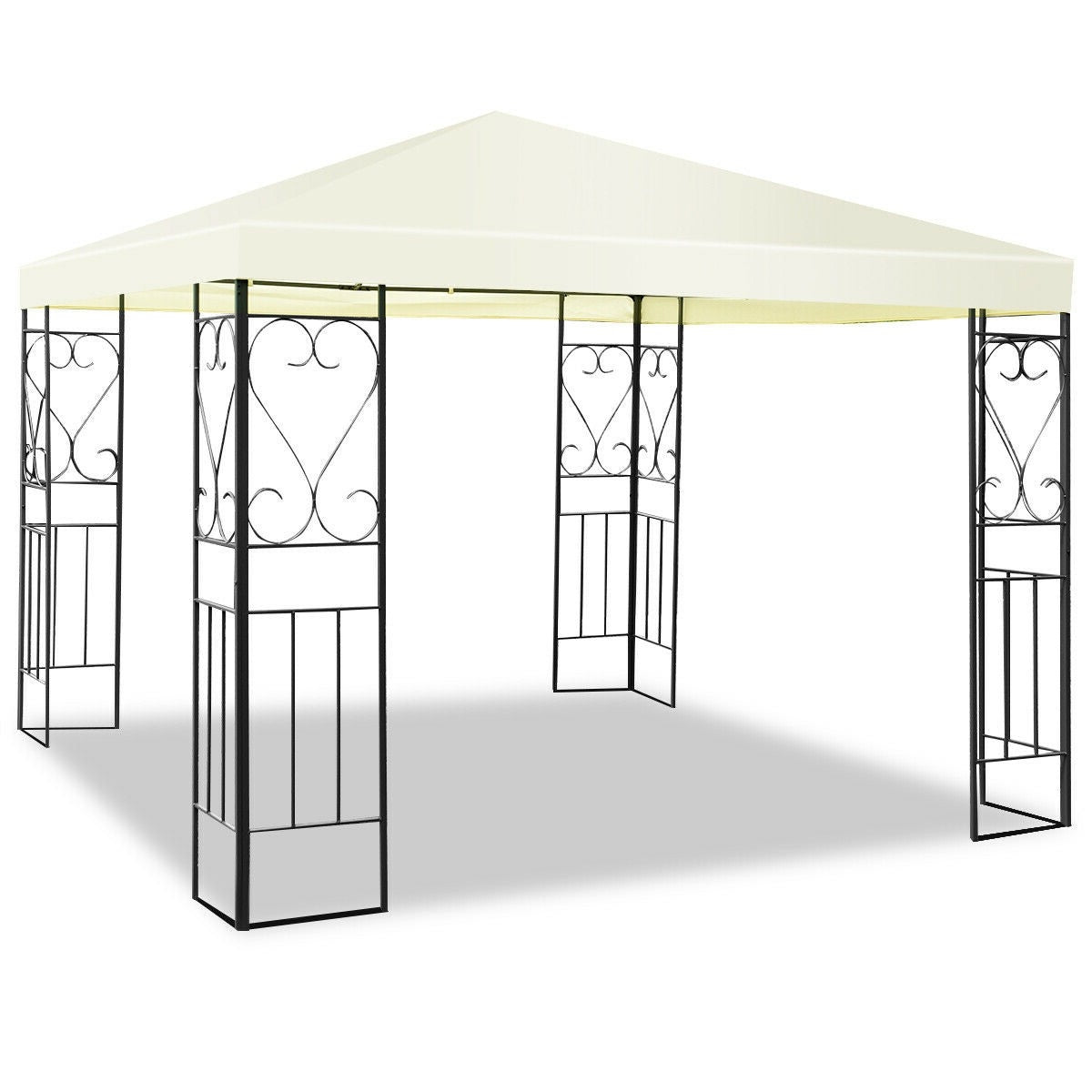 10 x 10 Ft Outdoor Steel Frame Gazebo Shelter with Waterproof Polyester Canopy FastFurnishings