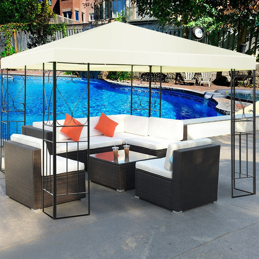 10 x 10 Ft Outdoor Steel Frame Gazebo Shelter with Waterproof Polyester Canopy FastFurnishings