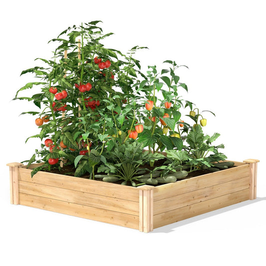 4ft x 4ft Outdoor Pine Wood Raised Garden Bed Planter Box - Made in USA-0