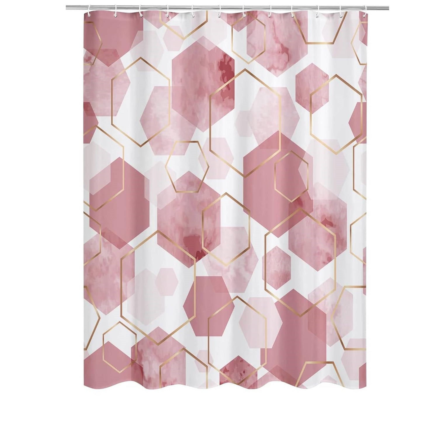 72"W x 78"H Abstract Pink Geometric Polyester Shower Curtain FastFurnishings