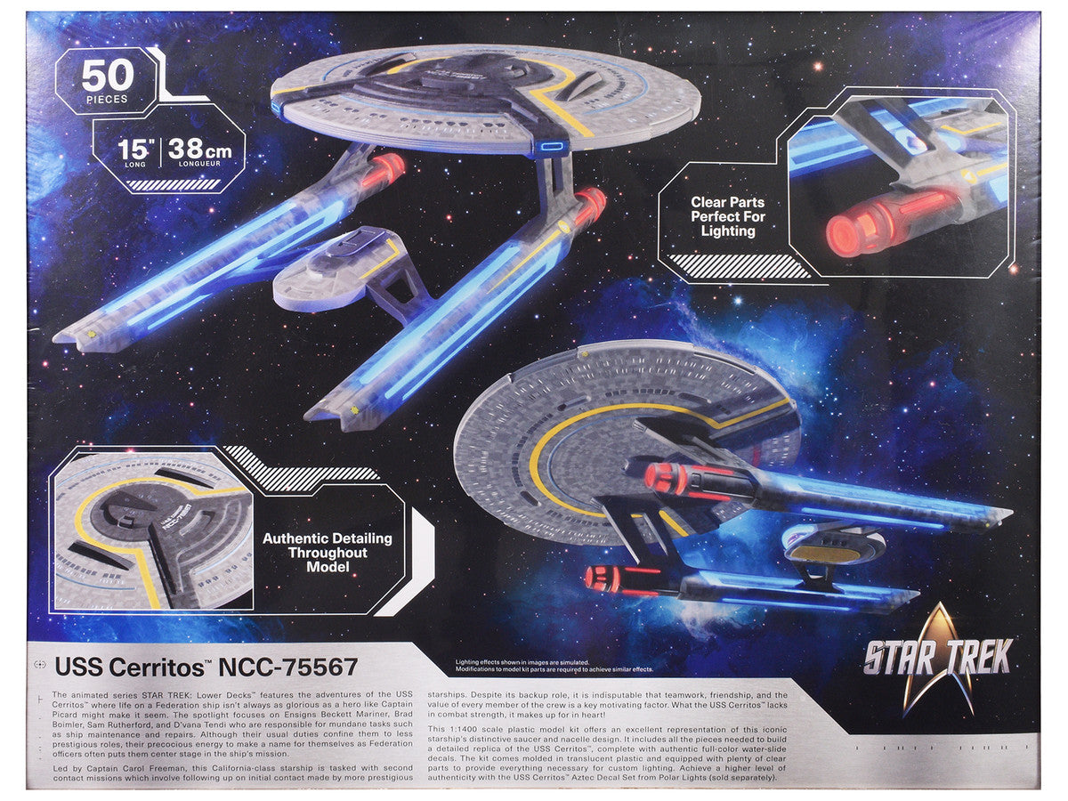 Skill 2 Model Kit USS Cerritos NCC-75567 Spacecraft "Star Trek: Lower Decks" (2020-2024) TV Series 1/1400 Scale Model by Polar Lights Polar Lights